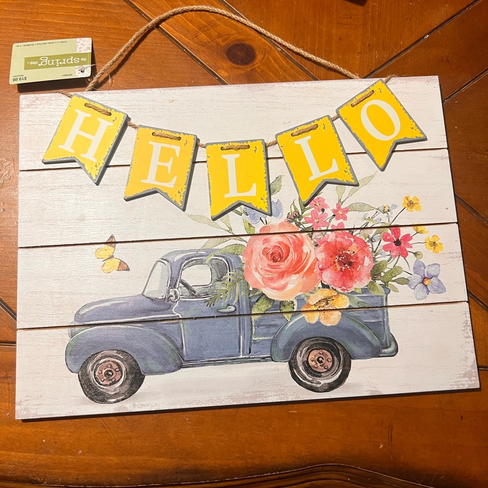 Hobby Lobby Yellow and Blue Floral Truck Wall Decor